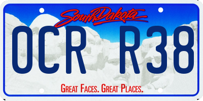 SD license plate 0CRR38