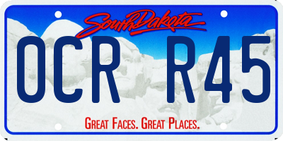 SD license plate 0CRR45