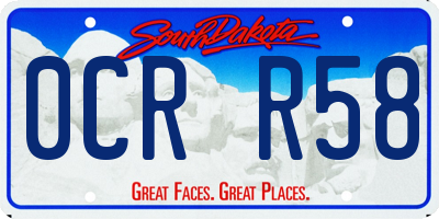 SD license plate 0CRR58