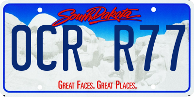 SD license plate 0CRR77