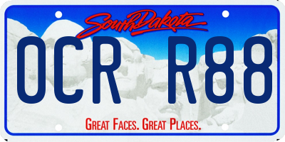 SD license plate 0CRR88