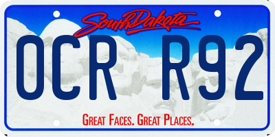SD license plate 0CRR92