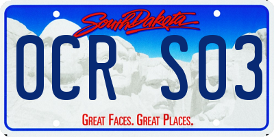 SD license plate 0CRS03