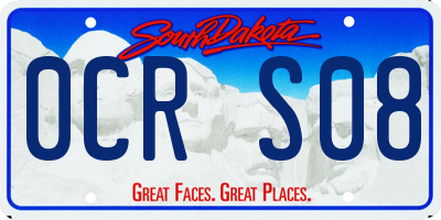 SD license plate 0CRS08