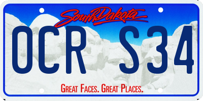 SD license plate 0CRS34