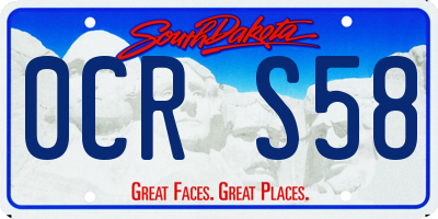 SD license plate 0CRS58