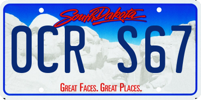 SD license plate 0CRS67