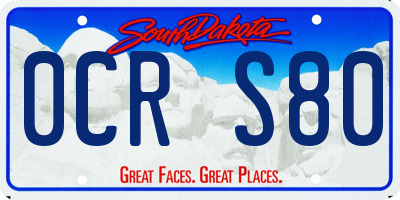 SD license plate 0CRS80