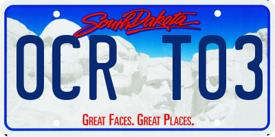 SD license plate 0CRT03