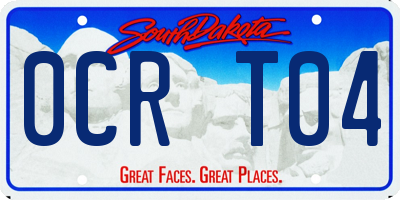 SD license plate 0CRT04