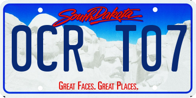 SD license plate 0CRT07