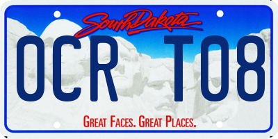 SD license plate 0CRT08