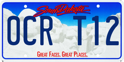 SD license plate 0CRT12