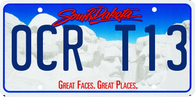 SD license plate 0CRT13