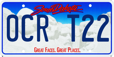 SD license plate 0CRT22