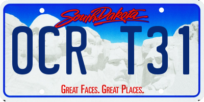 SD license plate 0CRT31