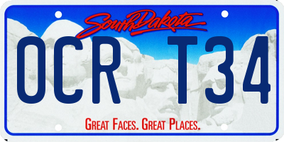SD license plate 0CRT34