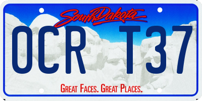 SD license plate 0CRT37