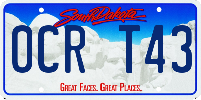 SD license plate 0CRT43