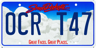 SD license plate 0CRT47