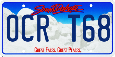 SD license plate 0CRT68