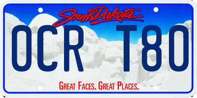 SD license plate 0CRT80