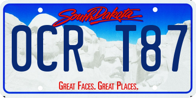 SD license plate 0CRT87