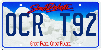 SD license plate 0CRT92