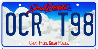 SD license plate 0CRT98