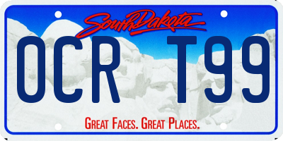 SD license plate 0CRT99