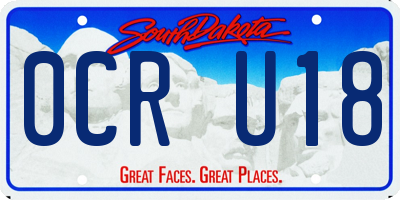 SD license plate 0CRU18
