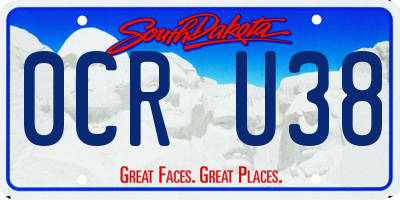 SD license plate 0CRU38