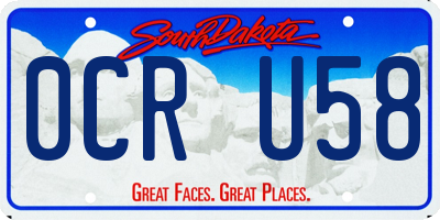 SD license plate 0CRU58