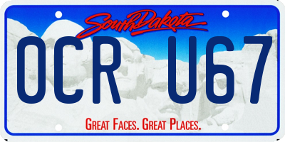 SD license plate 0CRU67