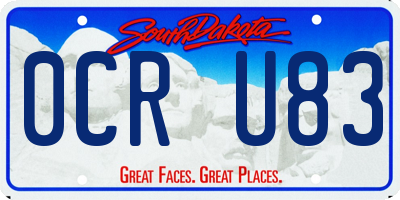 SD license plate 0CRU83