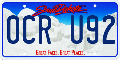 SD license plate 0CRU92