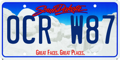 SD license plate 0CRW87