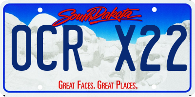 SD license plate 0CRX22