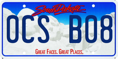 SD license plate 0CSB08