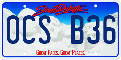 SD license plate 0CSB36