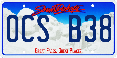 SD license plate 0CSB38