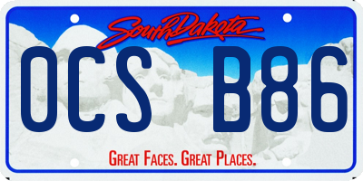 SD license plate 0CSB86