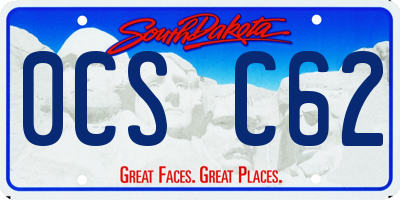 SD license plate 0CSC62