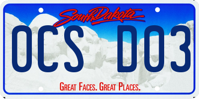 SD license plate 0CSD03