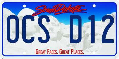 SD license plate 0CSD12