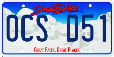 SD license plate 0CSD51