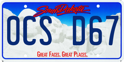 SD license plate 0CSD67