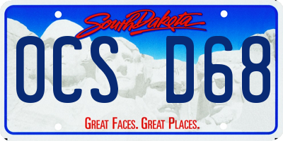 SD license plate 0CSD68