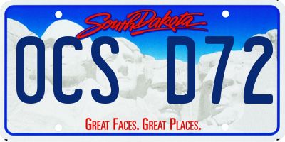 SD license plate 0CSD72