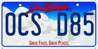 SD license plate 0CSD85